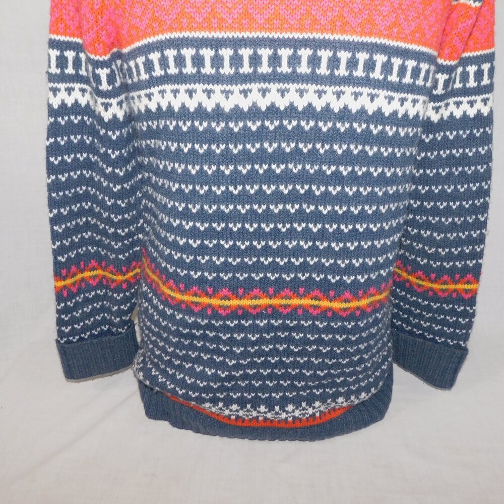 Bluenotes Shawl Collar Gray orange Yellow White Double Button Cardigan Sweater L - Picture 11 of 11